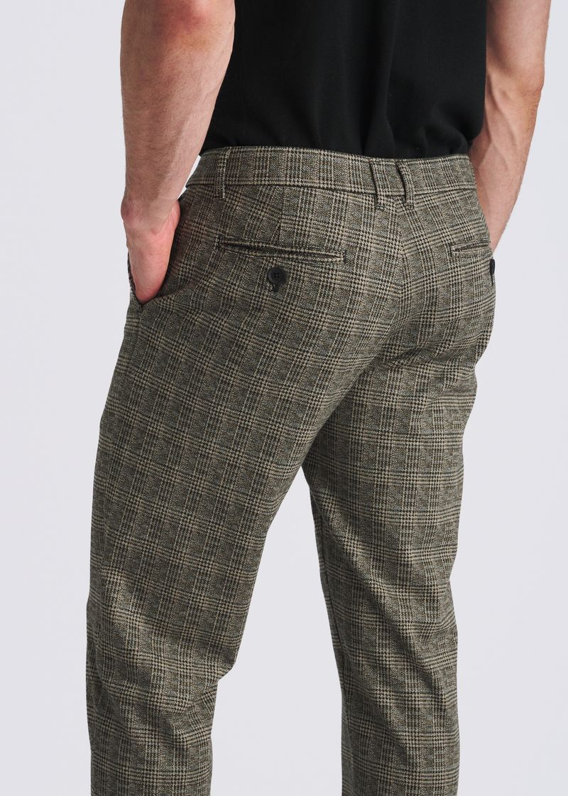 CAPUCCINO GLEN PLAID CLASSIC FIT WOOL-LOOK STRETCH KNIT TAILORED PANTS PM-3063-01