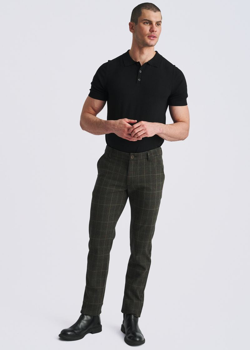 MOSS PLAID WOOL-LOOK STRETCH KNIT TAILORED PANTS PM-3303-70
