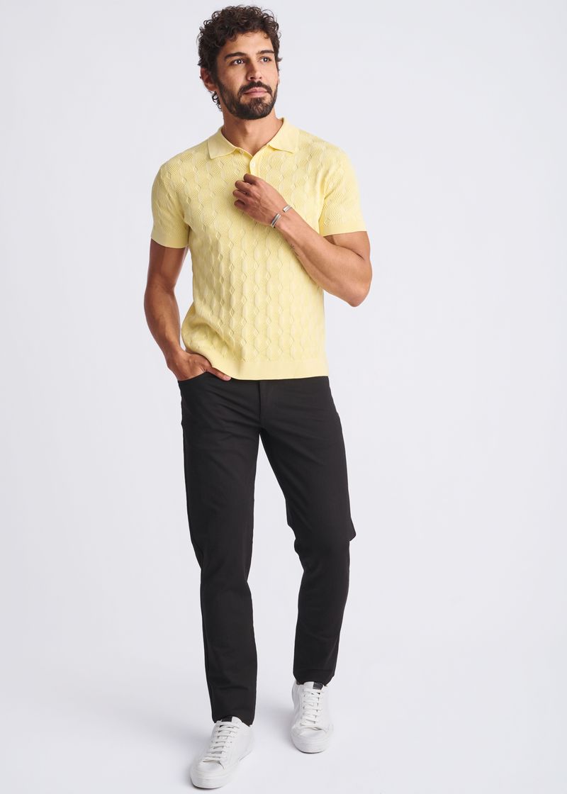 YOLK TEXTURED SILK/TENCEL 3-BUTTON KNIT POLO PM-16319