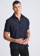 NAVY LIGHTWEIGHT JACQUARD SHORT SLEEVE SHIRT PM-51004