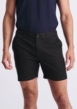 BLACK 6" INSEAM TEXTURED STRETCH WOVEN CHINO SHORTS PM-2545