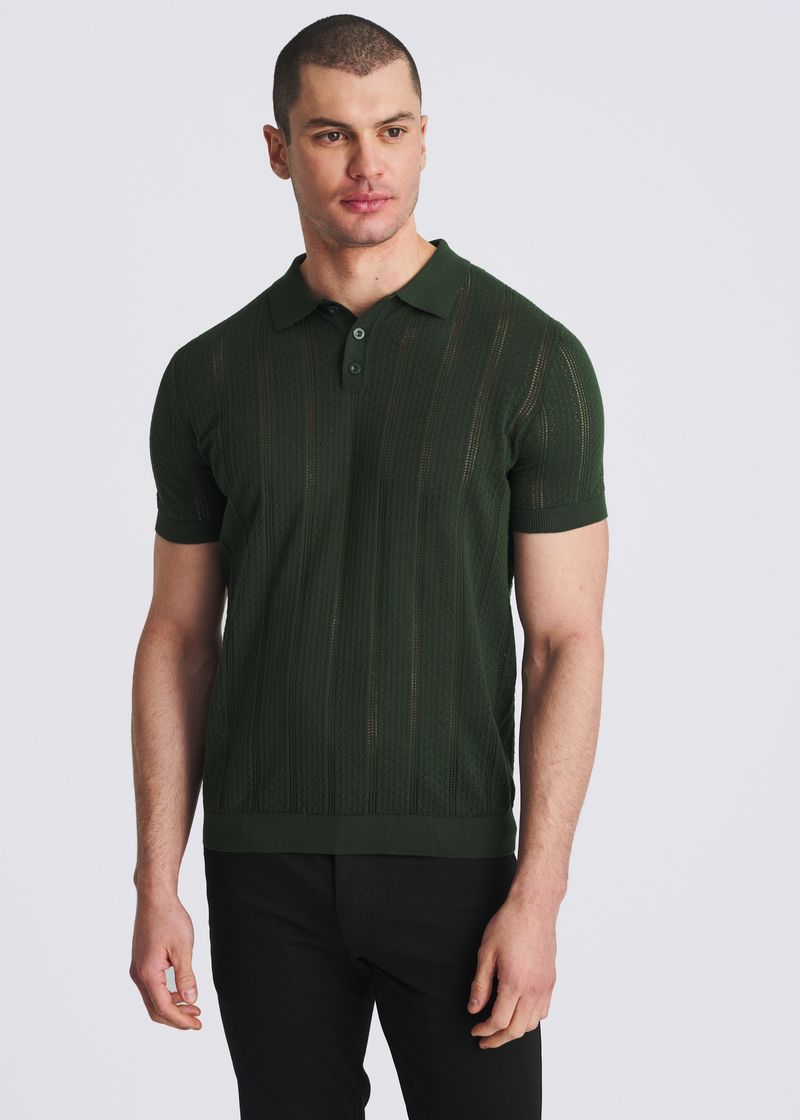PASTURE POINTELLE COTTON 3-BUTTON KNIT POLO PM-16334