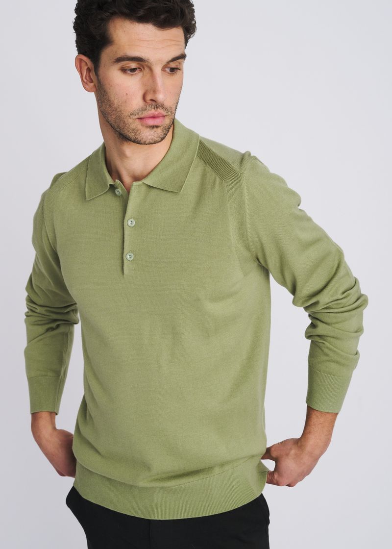 CACTUS 3-BUTTON POLO WOOL BLEND KNIT SWEATER PM-16419