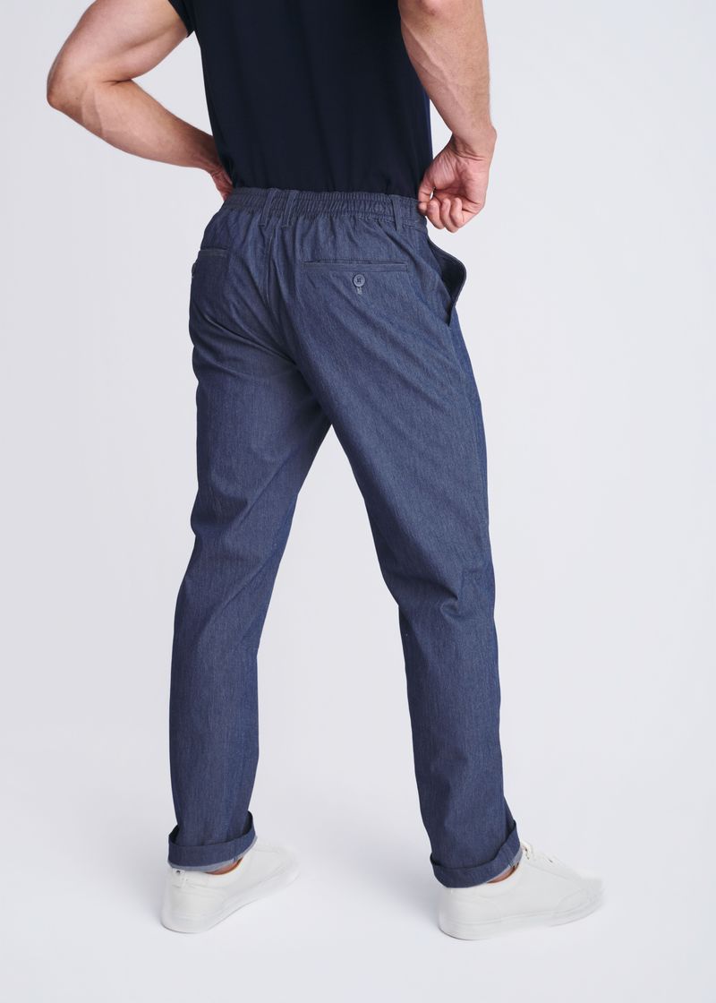 INDIGO CRINKLE STRETCH WOVEN DRAWSTRING PANTS PM-3059-01
