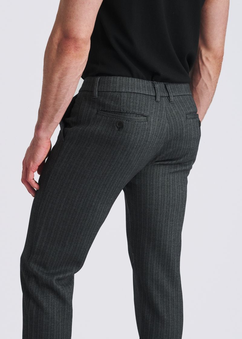 CHARCOAL WOOL-LOOK HERRINGBONE STRETCH KNIT TAILORED PANTS PM-3303-66