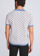 SLATE/BLUE TRIANGLES JACQUARD COTTON 3-BUTTON KNIT POLO PM-16327
