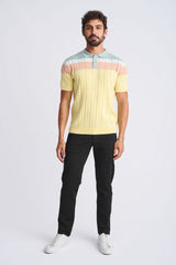 YOLK/STALK COLOR BLOCK SILK/TENCEL 3-BUTTON KINIT POLO PM-16322