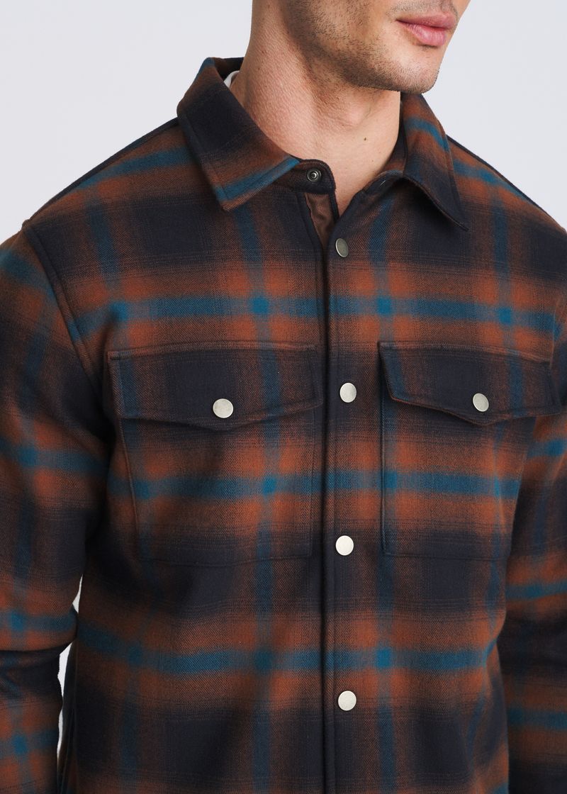 RUST/PETROL PLAID FLEECE LINED SHIRT JACKET PM-3062