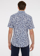 NAVY/SLATE ABSTRACT COTTON SEERSUCKER WOVEN SHORT SLEEVE SHIRT PM-14108