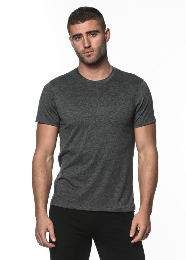 BLACK TRI-BLEND CREW NECK SHORT SLEEVE TEE PM-1420