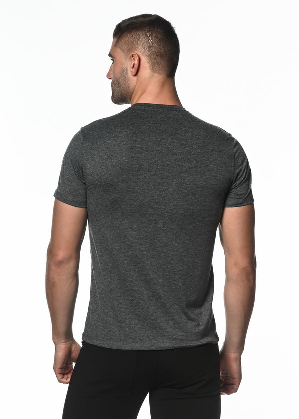 BLACK TRI-BLEND CREW NECK SHORT SLEEVE TEE PM-1420