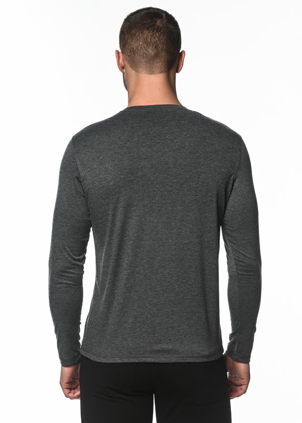 BLACK TRI-BLEND CREW LONG SLEEVE TEE PM-1421