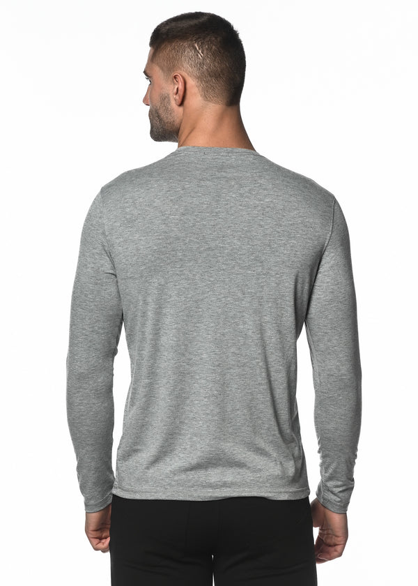 GREY TRI-BLEND CREW LONG SLEEVE TEE PM-1421