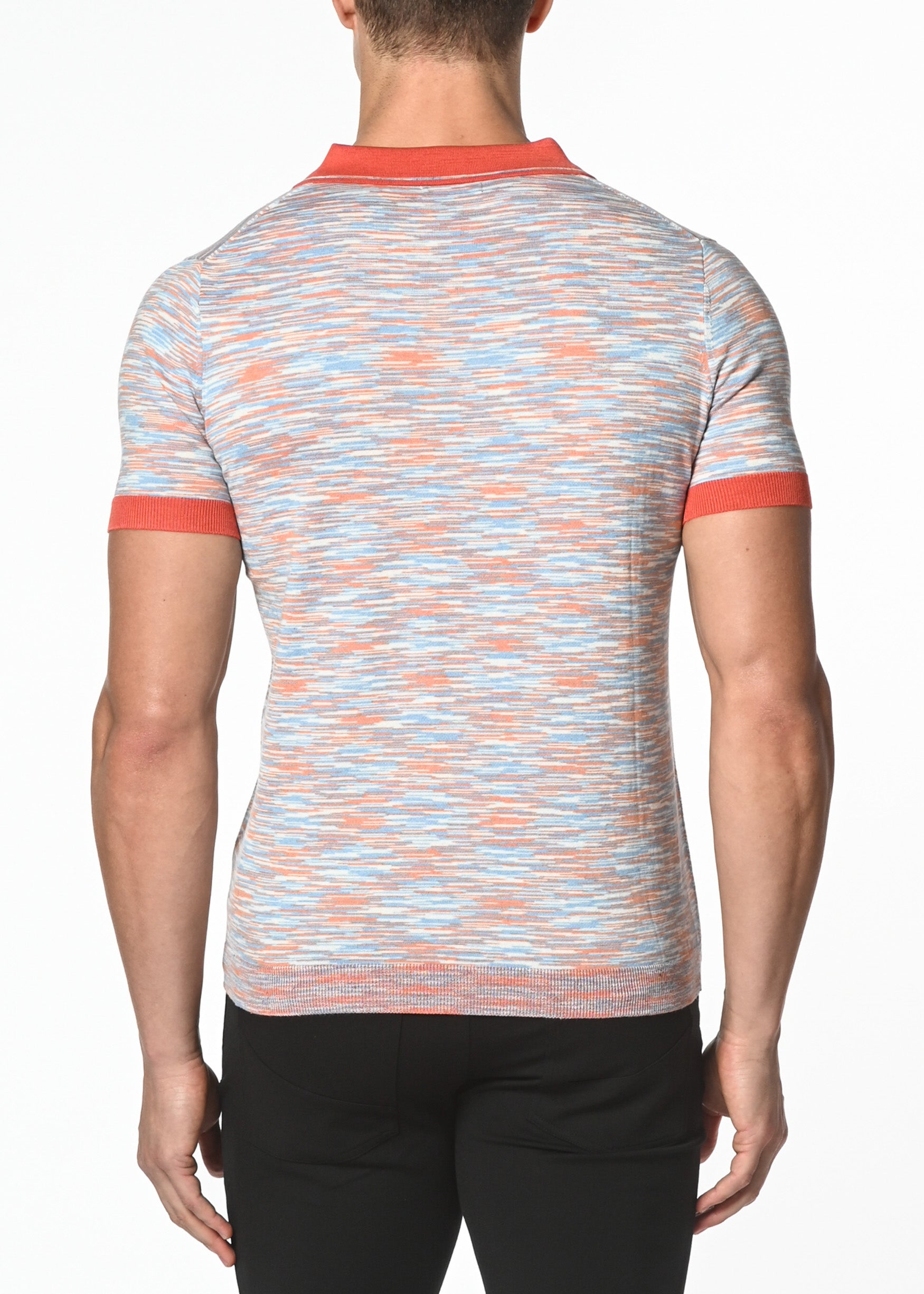 SIENNA/SKY SPACE DYE COTTON KNITTED POLO PM-16205