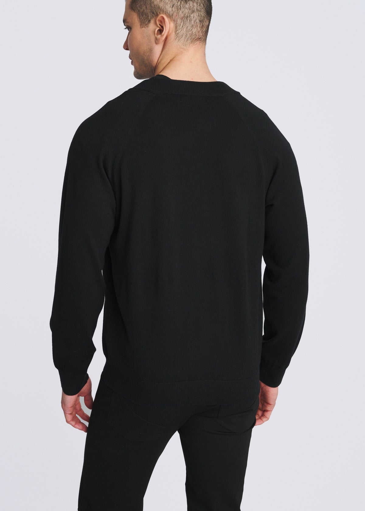 BLACK KNIT ZIP-UP CARDIGAN PM-16416