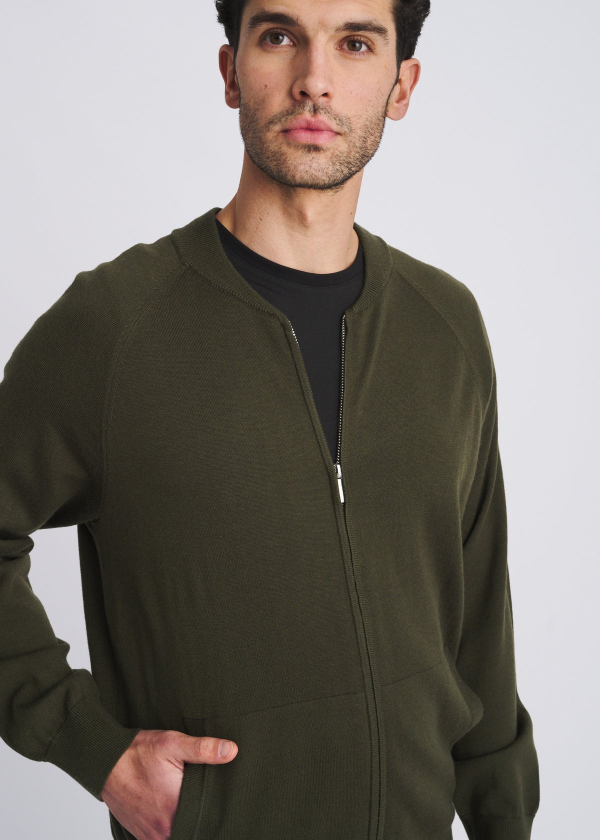 RANGER GREEN KNIT ZIP-UP CARDIGAN PM-16416