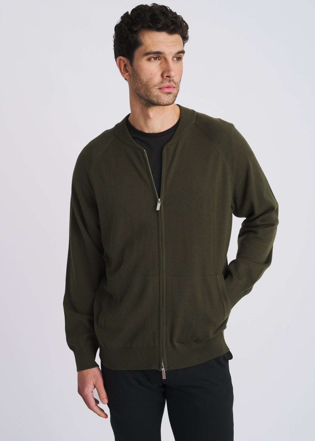 RANGER GREEN KNIT ZIP-UP CARDIGAN PM-16416