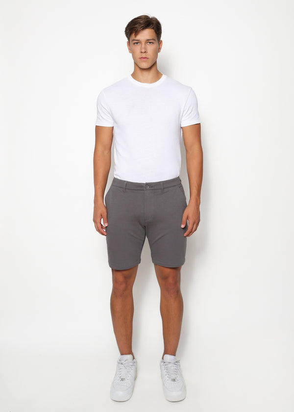 ASH GREY 8"INSEAM SOLID SLUB KNIT FLEECE SHORT PM-2440