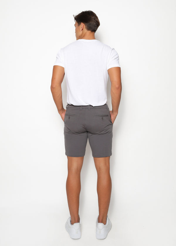 ASH GREY 8"INSEAM SOLID SLUB KNIT FLEECE SHORT PM-2440