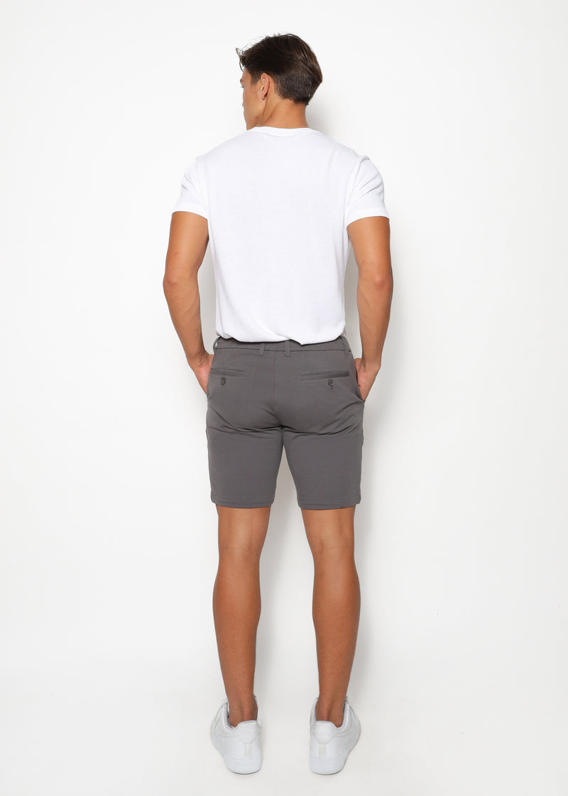 ASH GREY 8"INSEAM SOLID SLUB KNIT FLEECE SHORT PM-2440