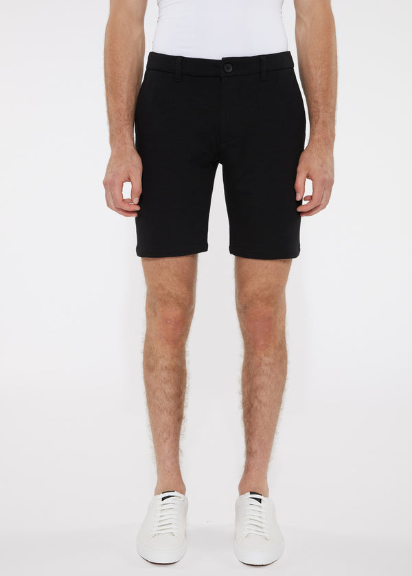 BLACK 8"INSEAM SOLID SLUB KNIT FLEECE SHORT PM-2440