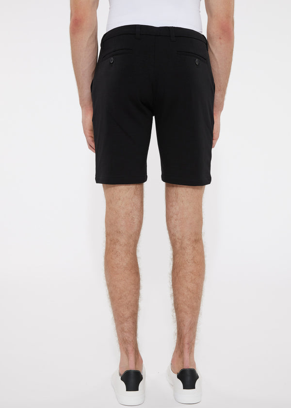 BLACK 8"INSEAM SOLID SLUB KNIT FLEECE SHORT PM-2440