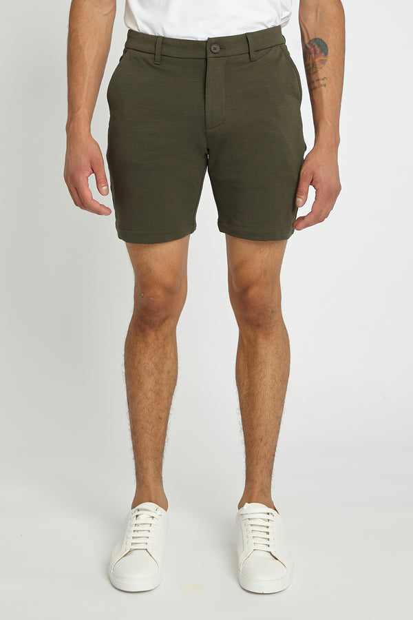 HUNTER GREEN 8"INSEAM SOLID SLUB KNIT FLEECE SHORT PM-2440