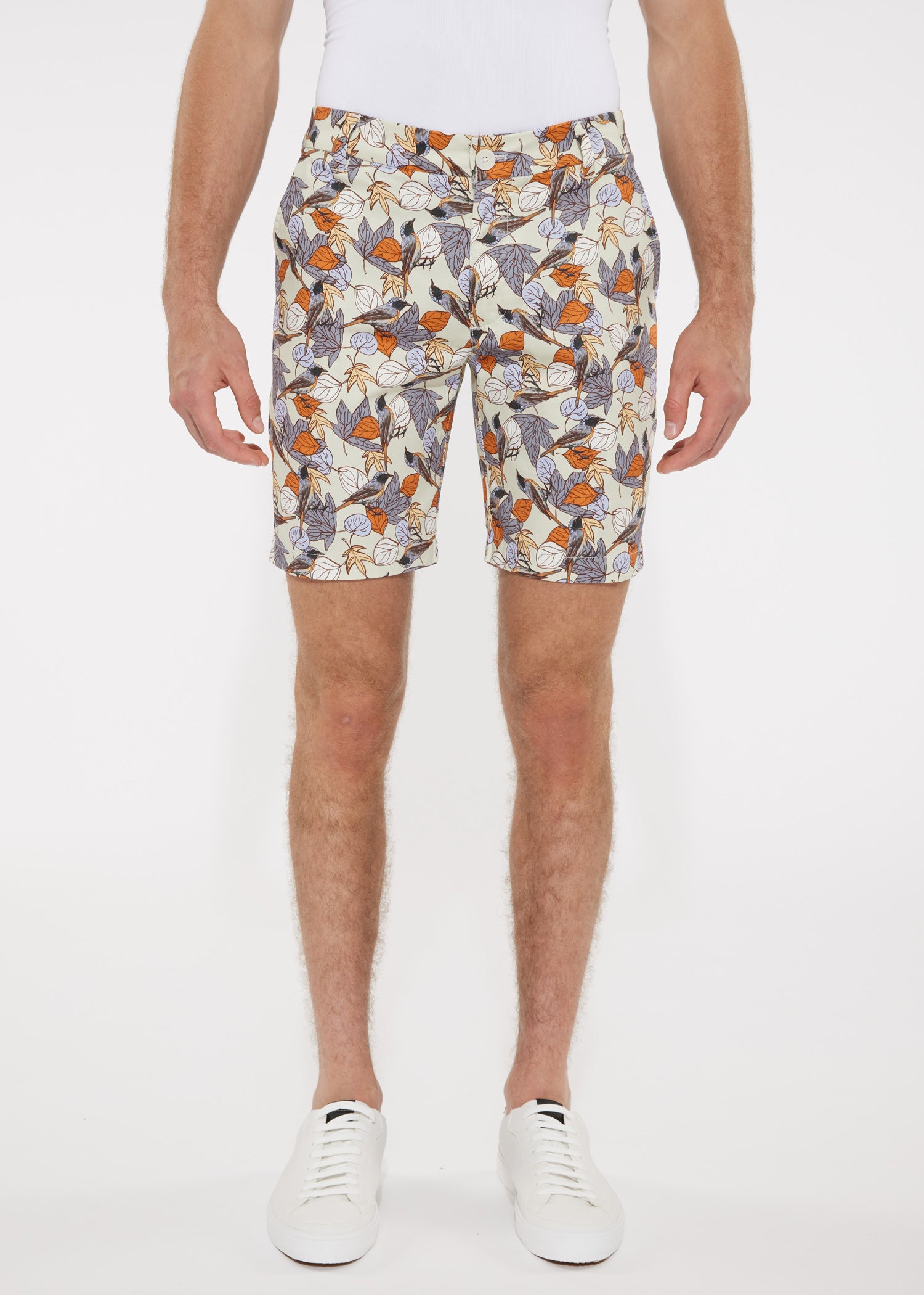 BLACK/BLUE BIRDS 8" PRINTED STRETCH WOVEN SHORTS PM-24702
