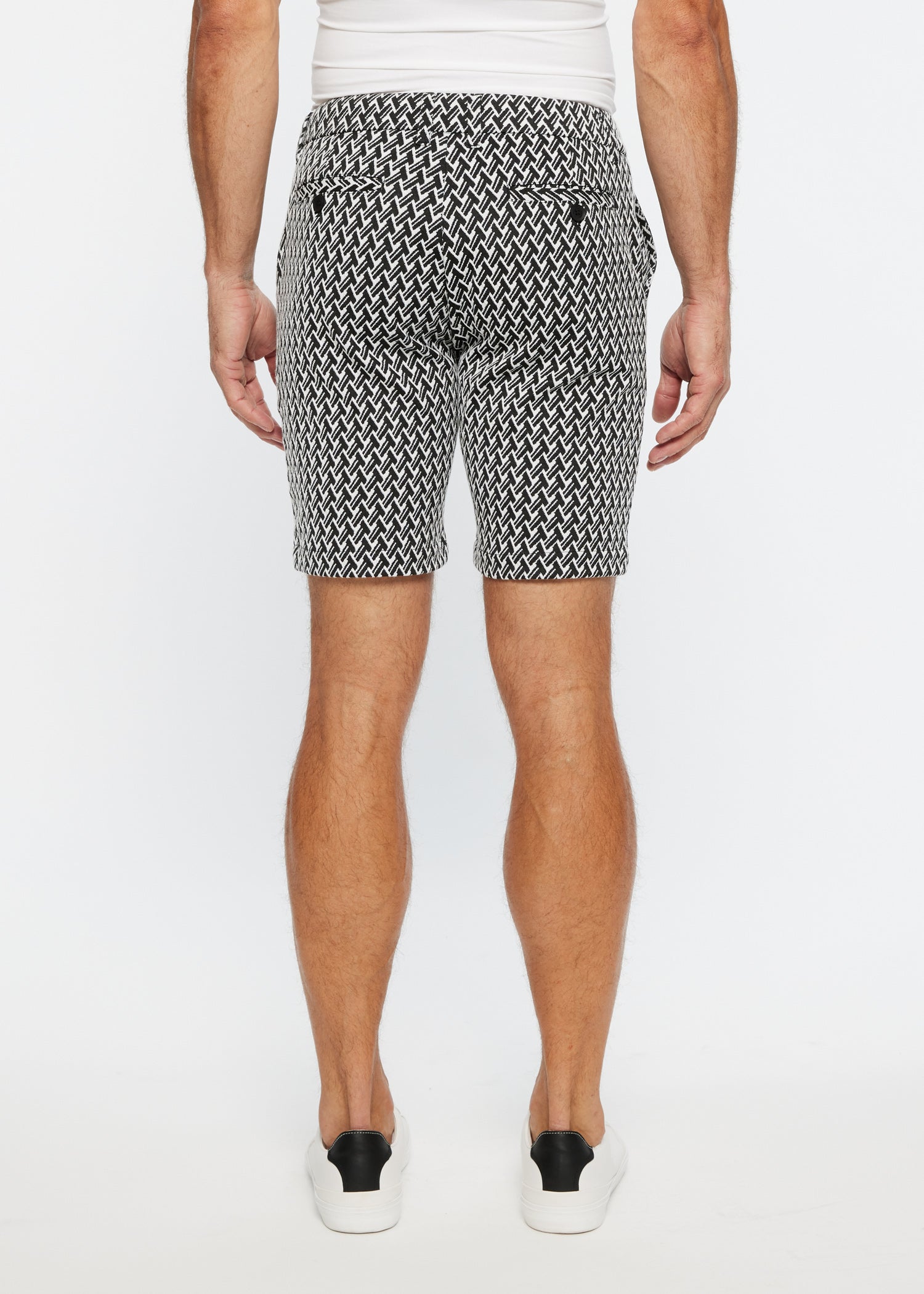 BLACK/WHITE RIDGE POINT JACQUARD 8" INSEAM STRETCH KNIT SHORT PM-2510