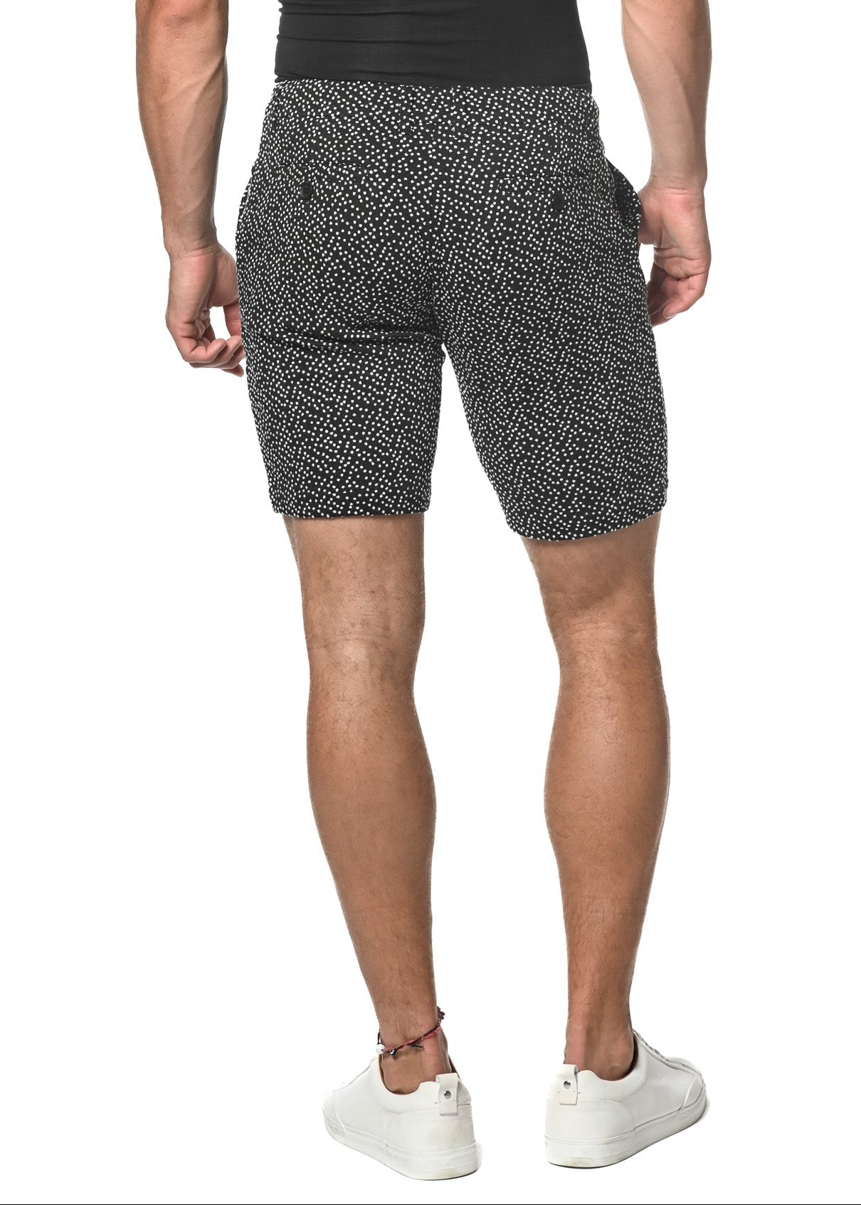 BLACK/WHITE DOTS 8" INSEAM STRETCH KNIT JACQUARD SHORT PM-2519