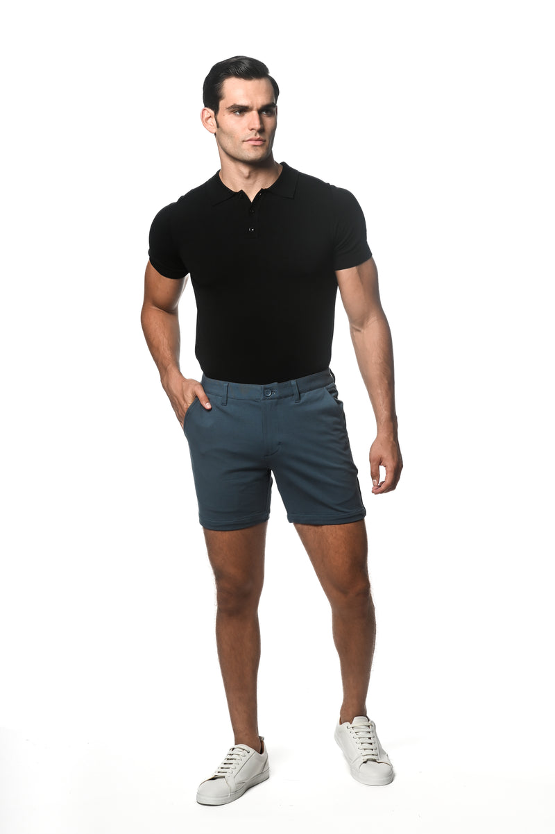BLUE STONE 6" INSEAM TEXTURED STRETCH KNIT CHINO SHORT PM-2531