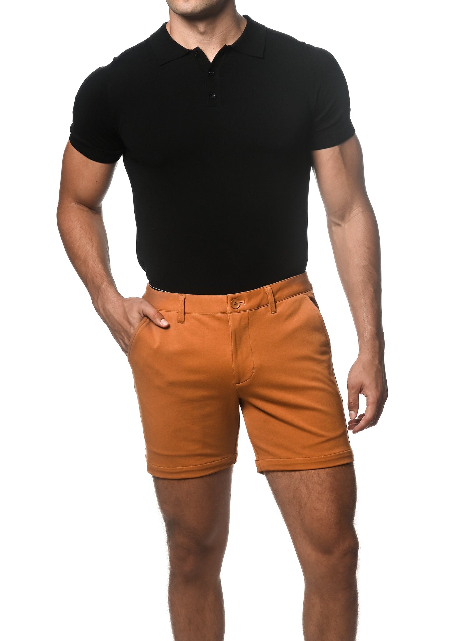 RUST 6" INSEAM TEXTURED STRETCH KNIT CHINO SHORT PM-2531