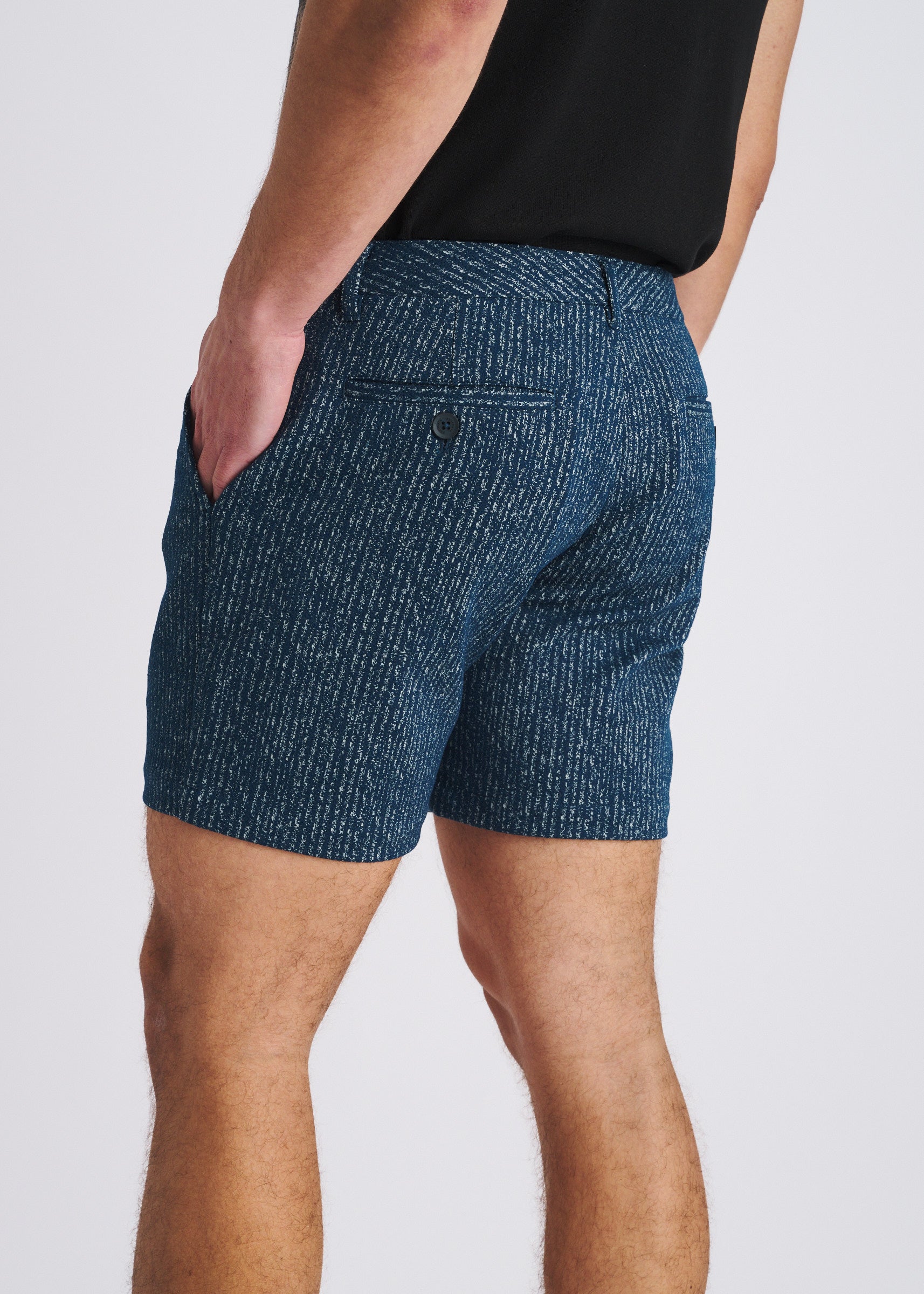 PETROL HERRINGBONE JACQUARD 6" INSEAM STRETCH KNIT CHINO SHORTS PM-2549