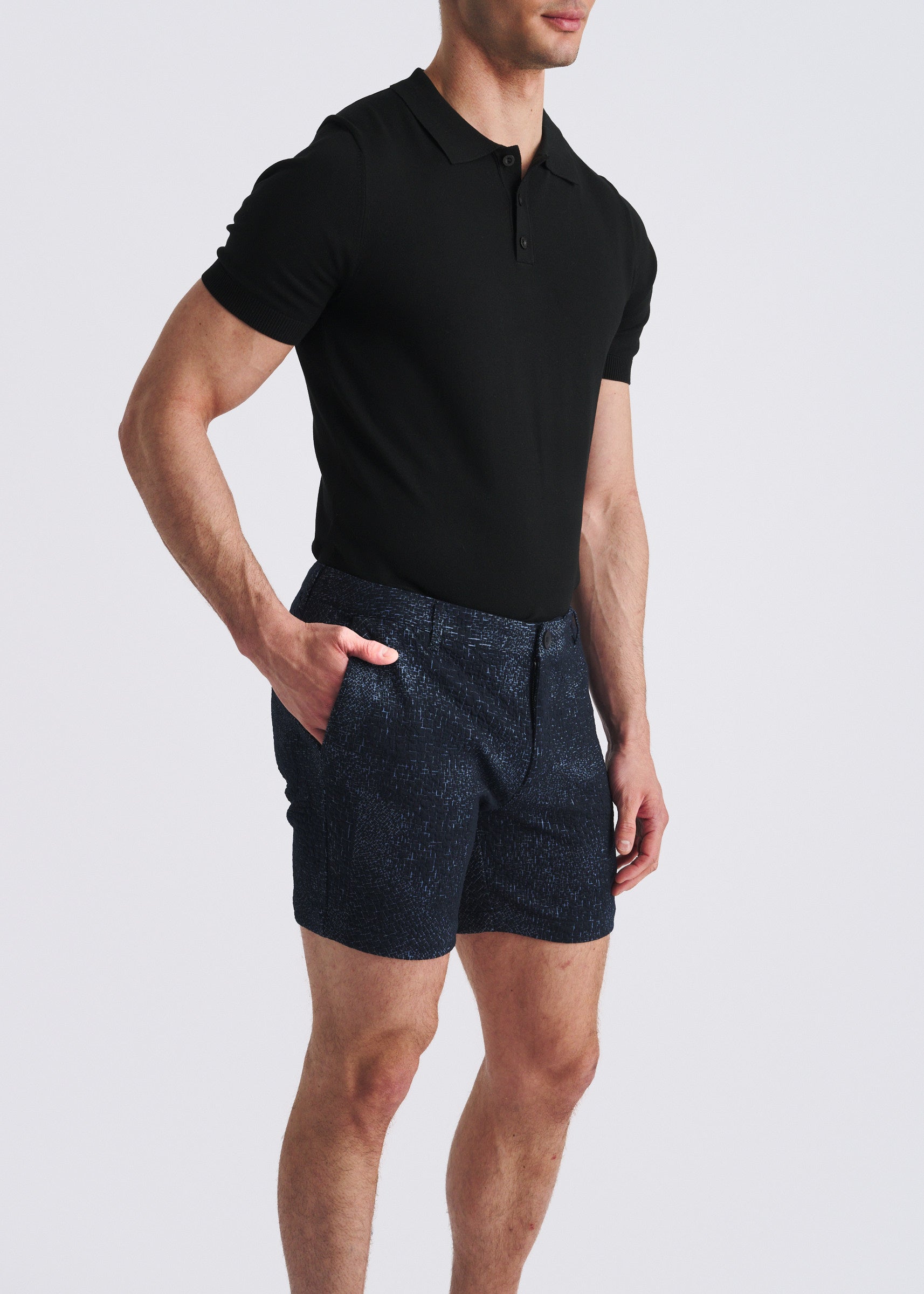 PACIFIC/MARINA ABSTRACT 6" INSEAM JACQUARD STRETCH KNIT CHINO SHORTS PM-2554