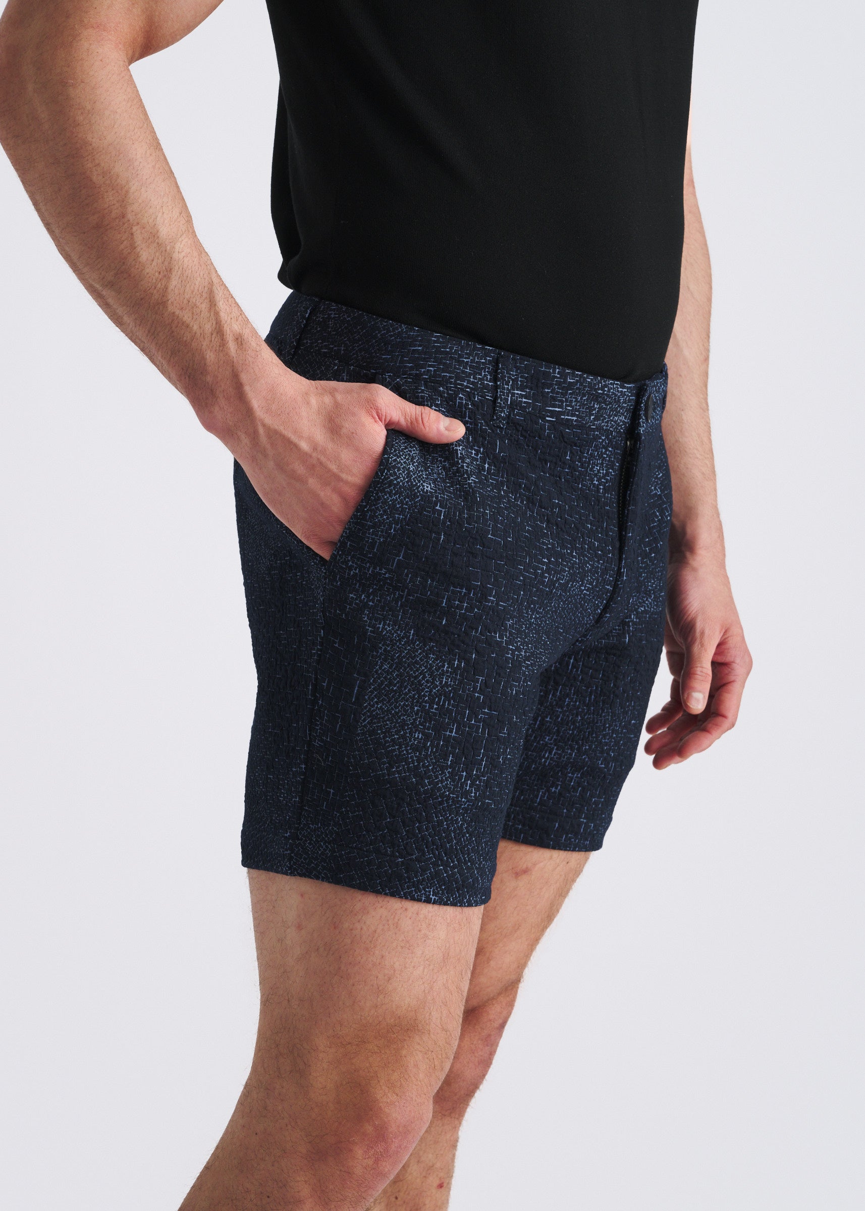 PACIFIC/MARINA ABSTRACT 6" INSEAM JACQUARD STRETCH KNIT CHINO SHORTS PM-2554