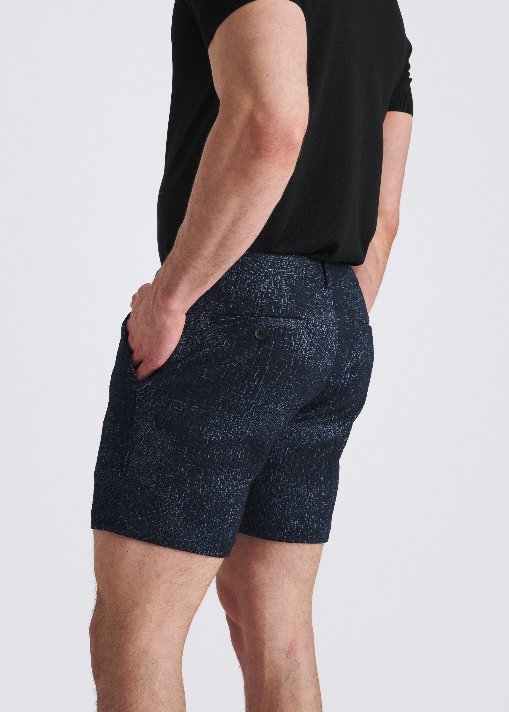 PACIFIC/MARINA ABSTRACT 6" INSEAM JACQUARD STRETCH KNIT CHINO SHORTS PM-2554