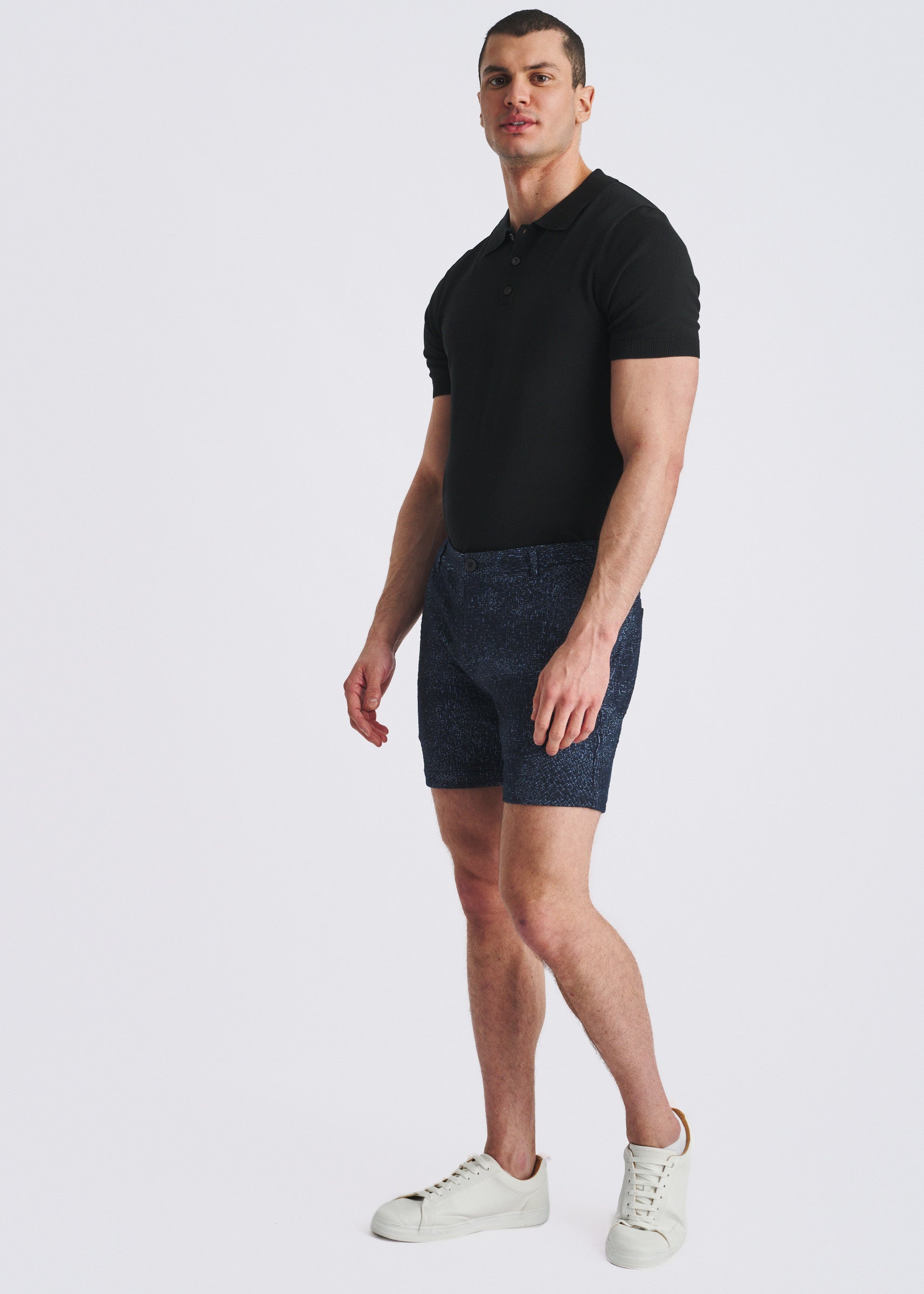 PACIFIC/MARINA ABSTRACT 6" INSEAM JACQUARD STRETCH KNIT CHINO SHORTS PM-2554