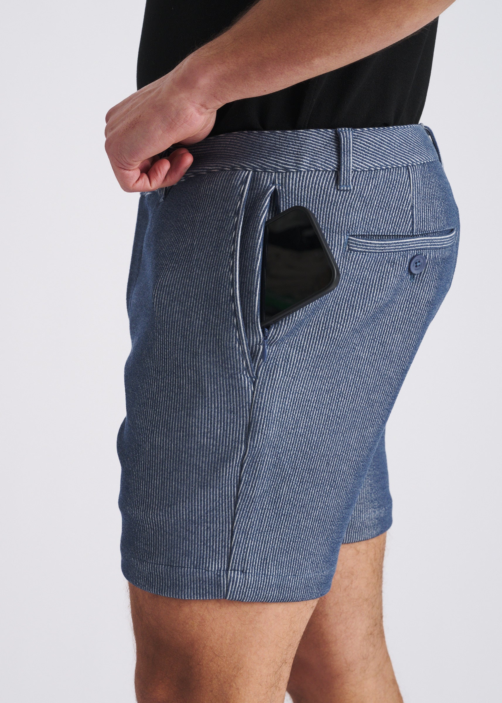 SKY PINSTRIPE 6" INSEAM STRETCH KNIT CHINO SHORTS PM-2556