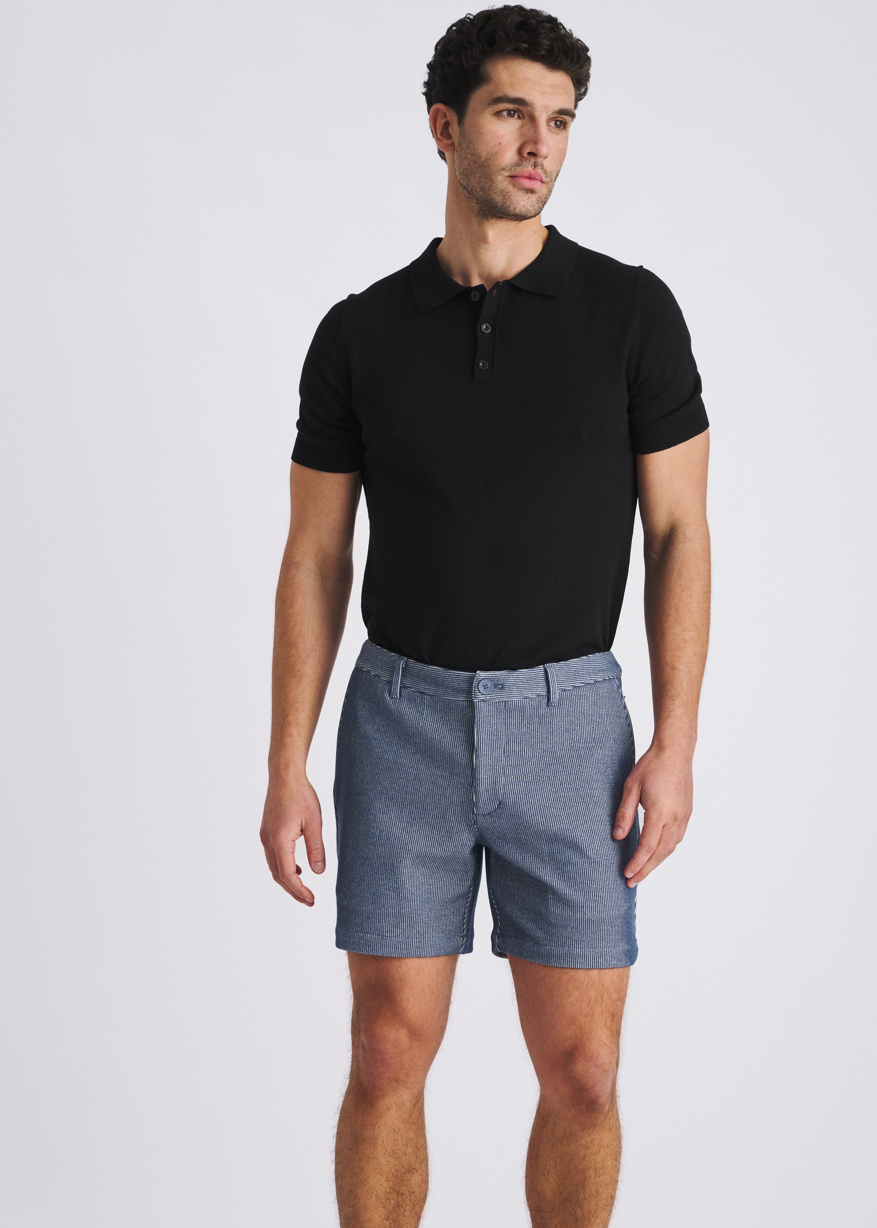 SKY PINSTRIPE 6" INSEAM STRETCH KNIT CHINO SHORTS PM-2556