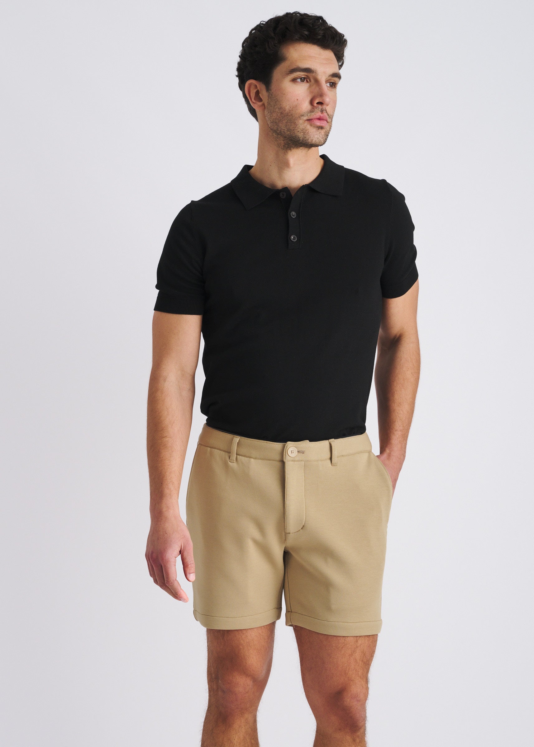 KHAKI 6" INSEAM STRETCH KNIT CHINO SHORTS PM-2558