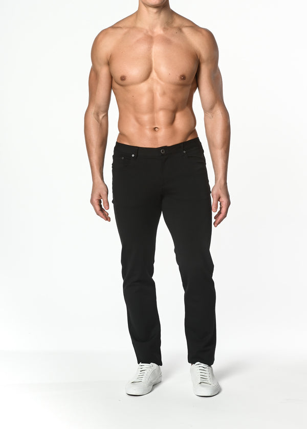 BLACK 5 POCKET STRETCH KNIT JEANS PM-3010