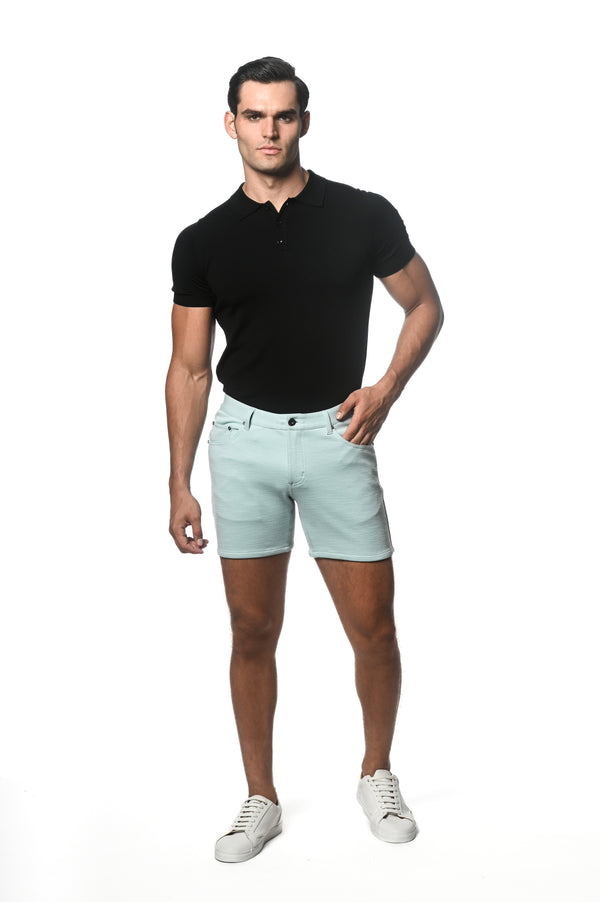 AQUA 6" INSEAM TEXTURED STRETCH KNIT JEANS SHORT PM-3046