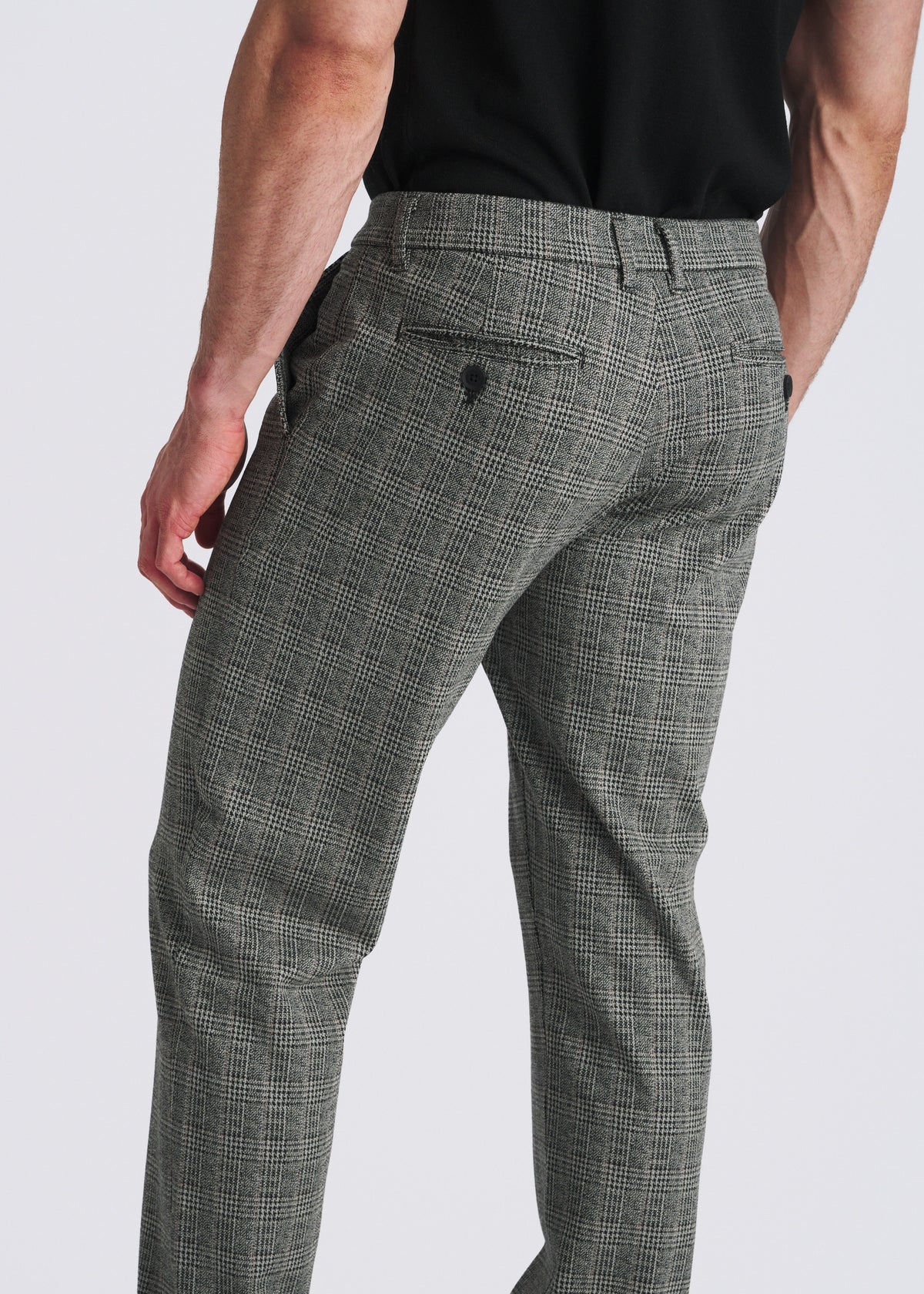 CHARCOAL GLEN PLAID CLASSIC FIT WOOL-LOOK STRETCH KNIT TAILORED PANTS PM-3063-01