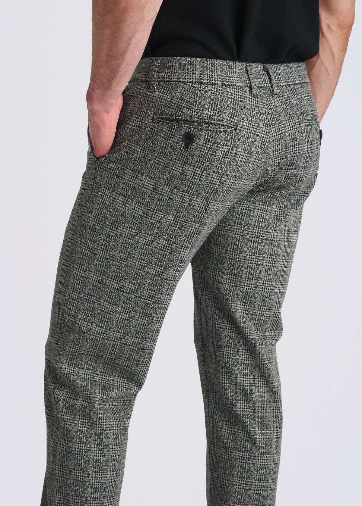 CHARCOAL GLEN PLAID CLASSIC FIT WOOL-LOOK STRETCH KNIT TAILORED PANTS PM-3063-01