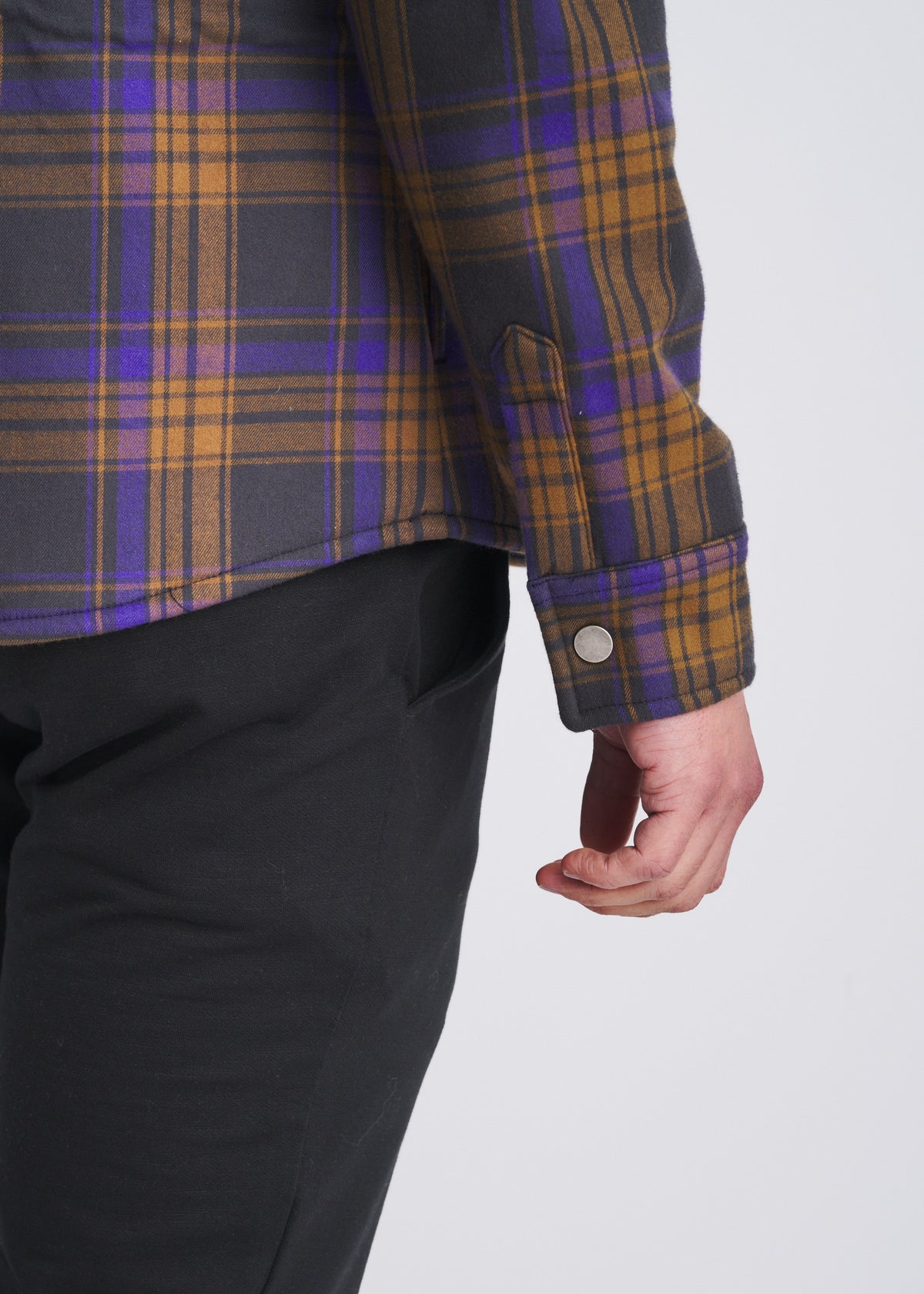 OCHRE/PURPLE PLAID FLEECE LINED SHIRT JACKET PM-3064-01