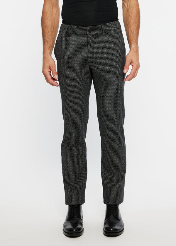 CHARCOAL HERRINGBONE STRETCH KNIT WOOL LOOK PANTS PM-3303-44