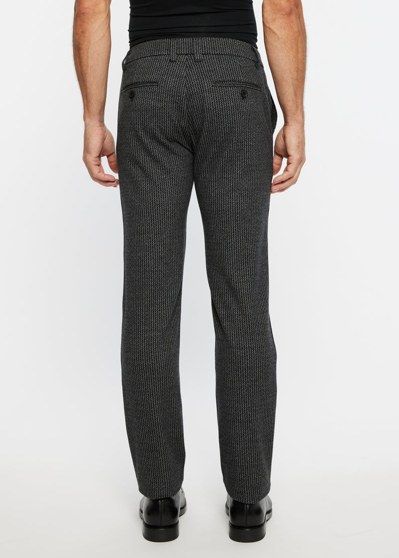 CHARCOAL HERRINGBONE STRETCH KNIT WOOL LOOK PANTS PM-3303-44