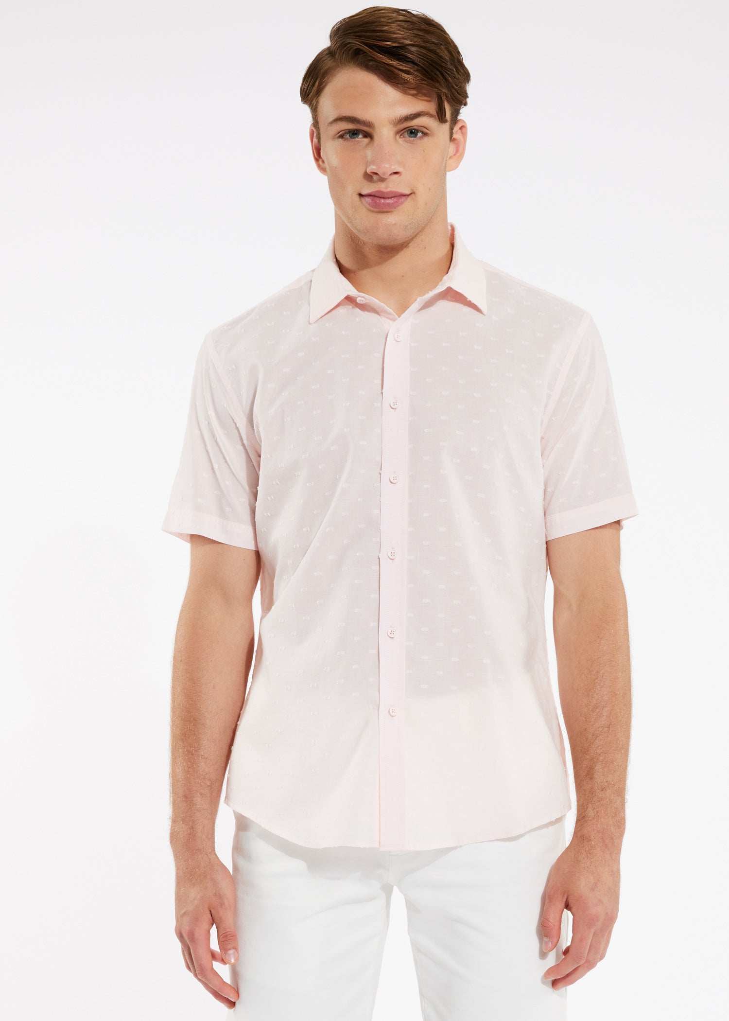 PINK COTTON PLUMETI SHORT SLEEVE SHIRT PM-4255 Final Sale