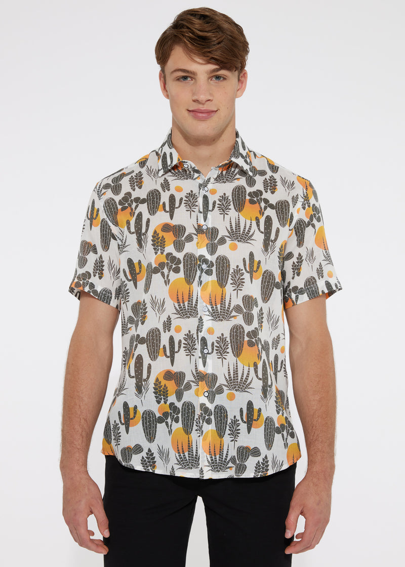 CACTUS SUNRISE TENCEL/LINEN SHORT SLEEVE WOVEN SHIRT PM-45003