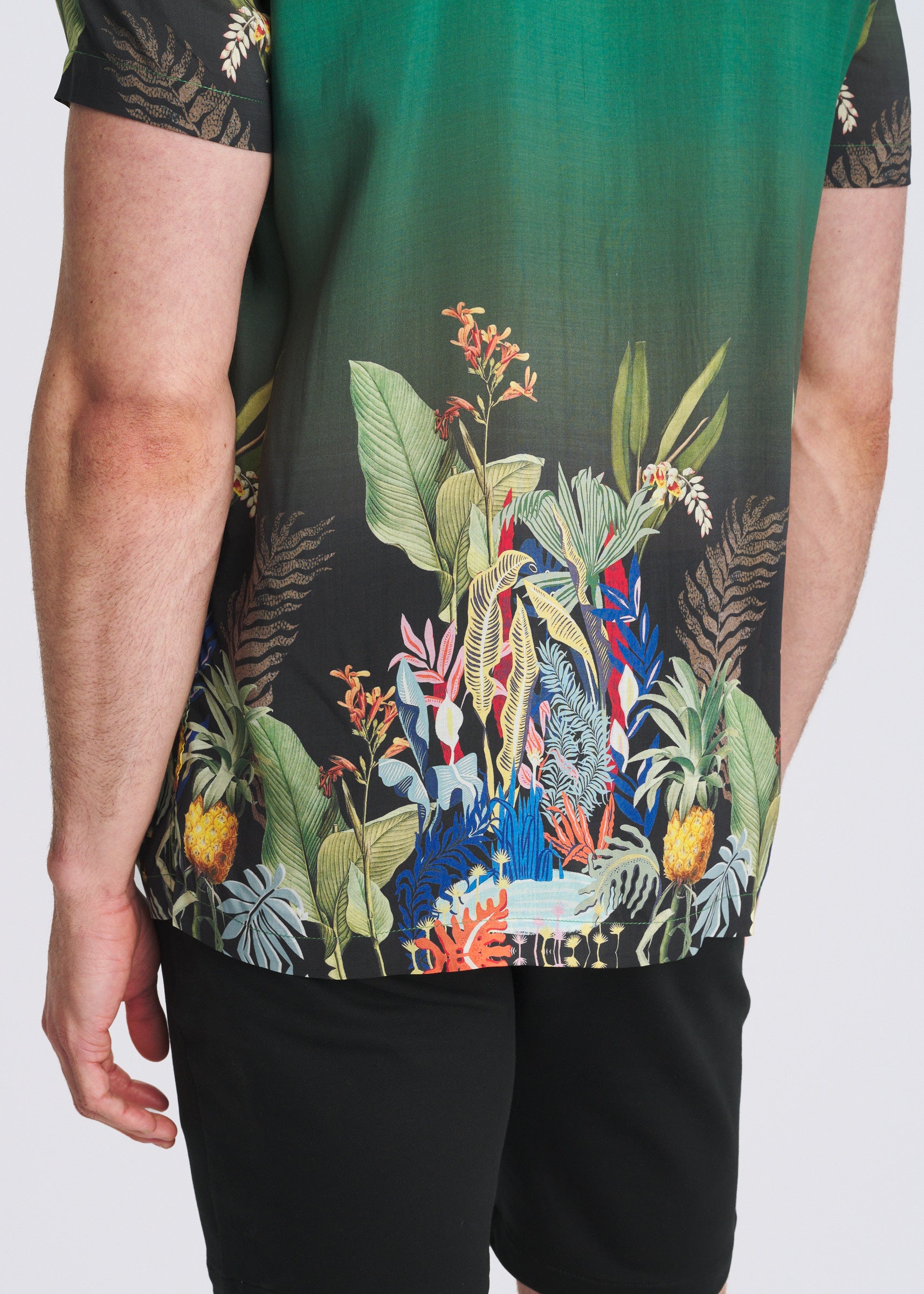 EMERALD/MULTI FAUNA PRINTED SHORT SLEEVE WOVEN MODAL BORDER SHIRT PM-49035